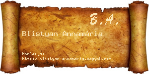 Blistyan Annamária névjegykártya